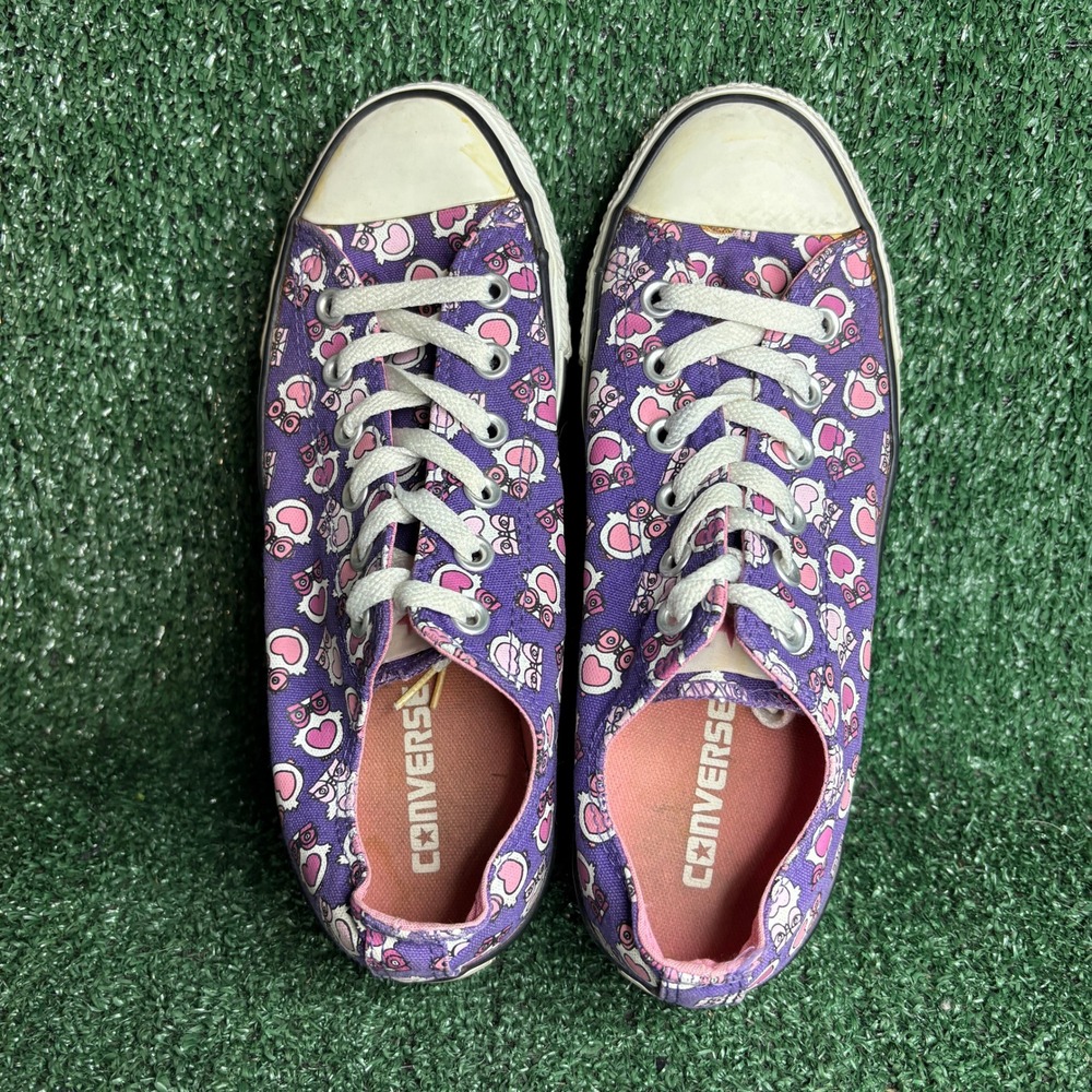 Converse Chuck Taylor All Star Owl Print Canvas Low Top Sneakers Purple Womens 9 - Picture 5 of 9